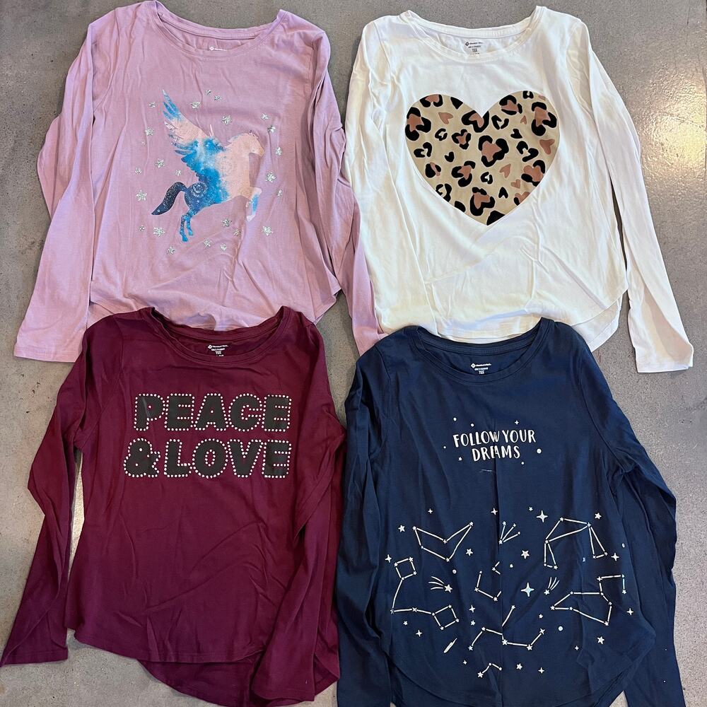 Members Mark maroon blue beige purple long sleeve tops girls size 14 bundle